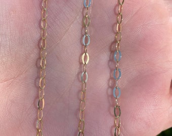 Vintage Solid 14k Yellow Gold Oval Cable Chain Necklace - 24 inches - Real Genuine Gold