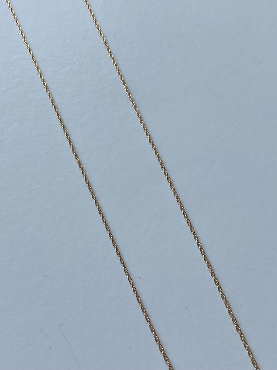 Vintage Solid 14k Yellow Gold Dainty Chain Neckla… - image 8