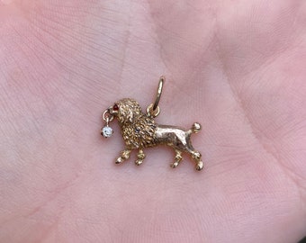 Vintage Solid 10k Yellow Gold Diamond Lion Stick Pin Conversion Charm - Estate Jewelry - Genuine Gold - Charm Bracelet Necklace - Pendant