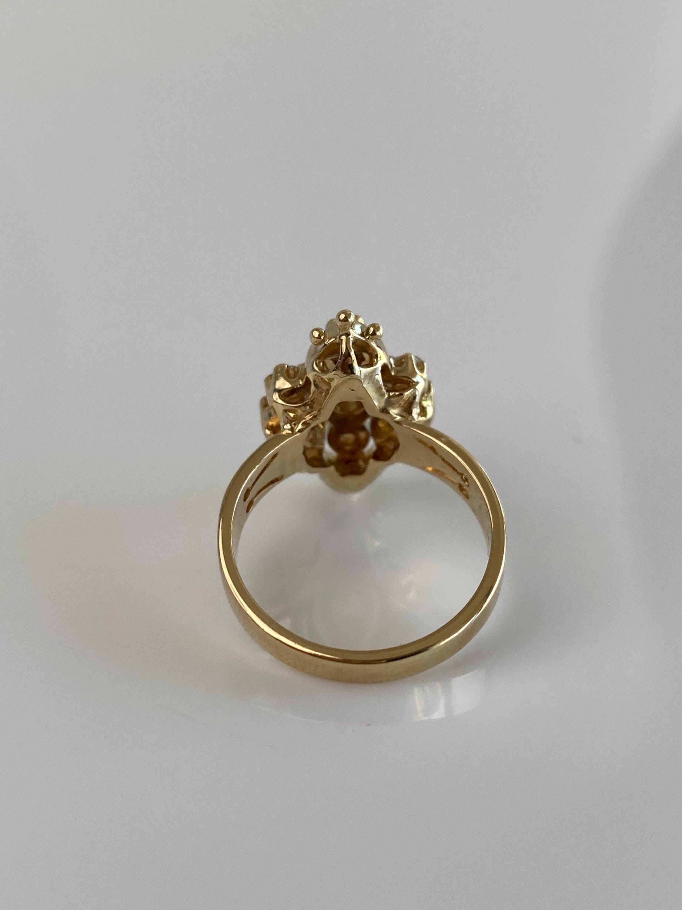 Vintage Solid 14k Yellow Gold Diamond Ornate Ring - Size 6.5 - Etsy
