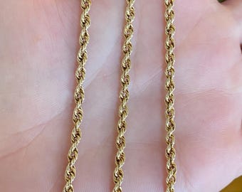 Collar vintage de cadena de cuerda de oro amarillo de 14k - 19,5 pulgadas