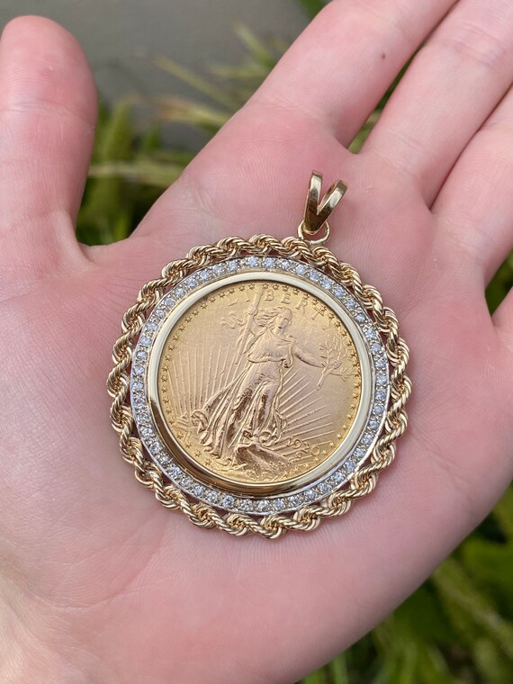20 Dollar Gold Liberty Coin Pendant in 
