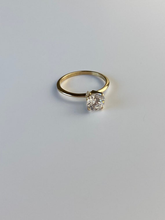 Vintage Solid 14k Yellow Gold Cubic Zirconia Ring… - image 6