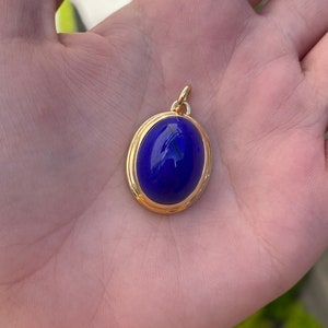 Vintage Solid 18k Yellow Gold Lapis Lazuli Charm - Pendant for Necklace - Real Genuine Gold - Quality Fine Estate Jewelry - Unisex