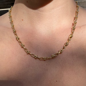 Solid 14k Yellow Gold U-Link Chain Necklace 18 inches 4.5mm Brand New Jewelry Real Genuine Gold High Quality image 2
