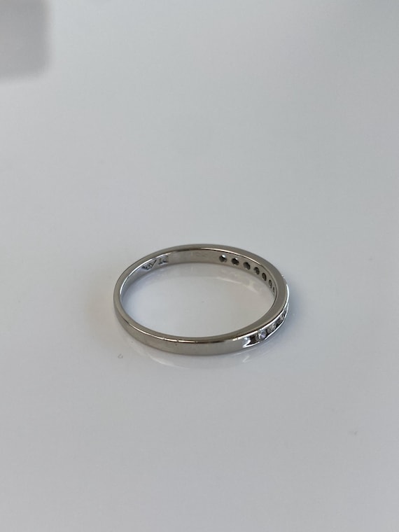 Vintage Solid Platinum Diamond Ring Band - Size 7 - image 8