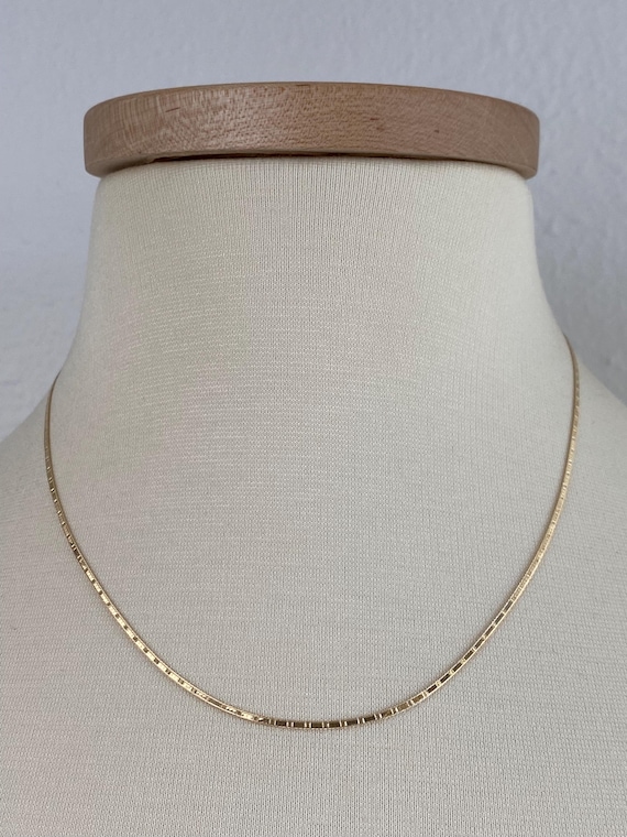 Vintage Solid 14k Yellow Gold Pattern Flat Chain … - image 3
