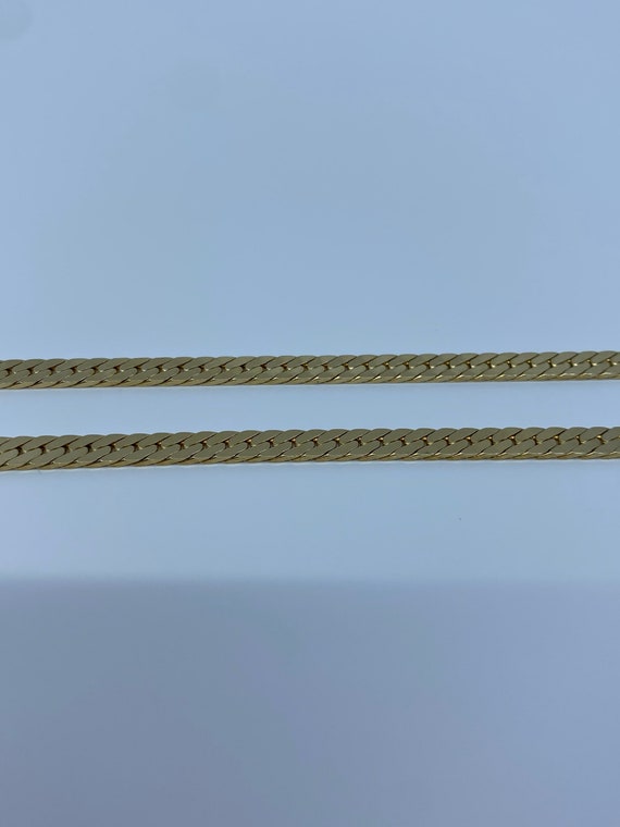 Vintage Solid 14k Yellow Gold Herringbone Chain N… - image 6