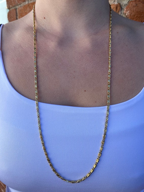 Vintage Solid 18k Yellow Gold Spiral Link Chain Necklace Vintage Solid 18k Yellow Gold Spiral Link Chain Necklace
