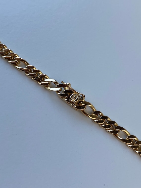 Vintage Solid 18k Yellow Gold Figaro Chain Neckla… - image 7