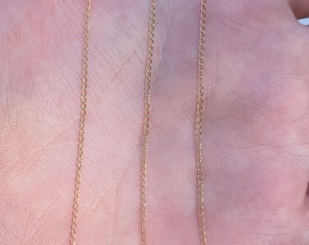 Vintage Solid 14k Yellow Gold Dainty Chain Necklace - 15 inches - Fine Estate Jewelry - Real Genuine Gold