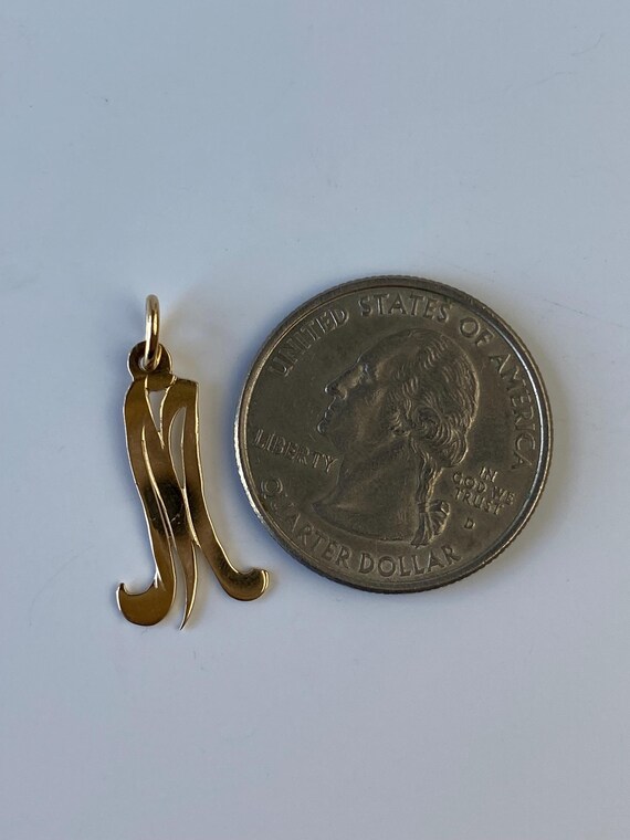 Solid 14k Yellow Gold Initial "M" Charm - image 6