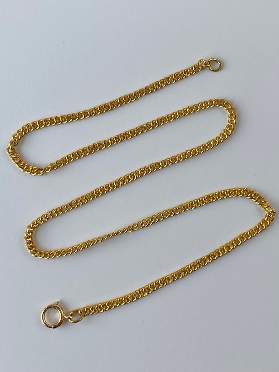 Vintage Solid 23k Yellow Gold Curb Chain Necklace… - image 5