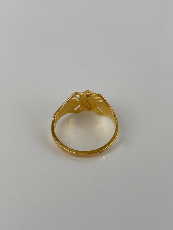 Solid 21k Yellow Gold Slim Diamond Cut Ring - Siz… - image 7