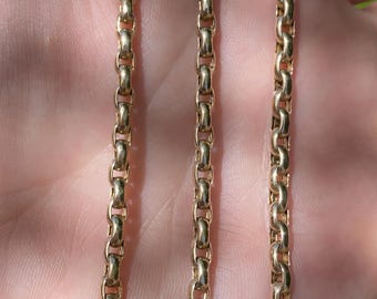 Solid 9k Yellow Gold Chunky Rounded Box Chain Necklace - 22 inches - Real Genuine Gold - Fine Estate Jewelry