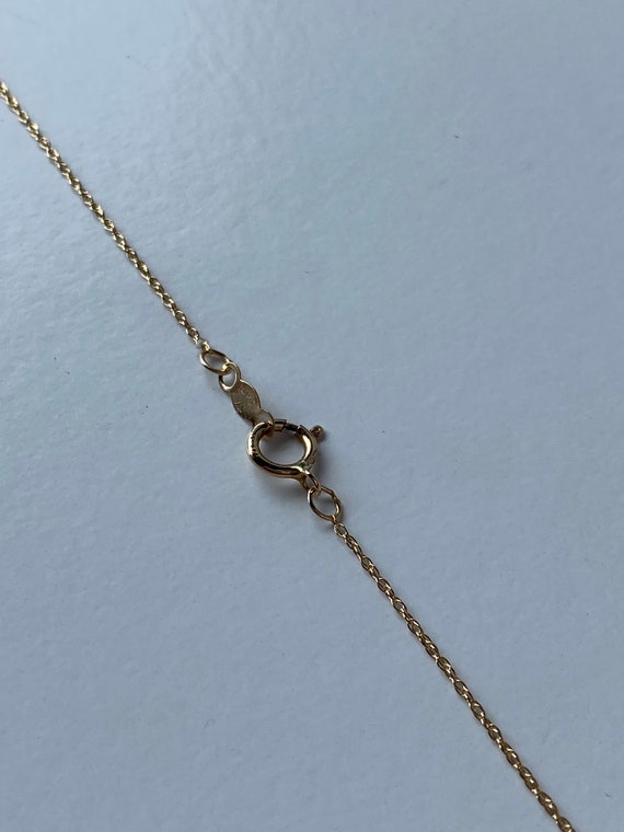 Vintage Solid 14k Yellow Gold Dainty Chain Neckla… - image 7