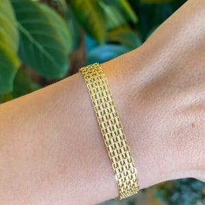 Vintage Solid 14k Yellow Gold Bismark Chain Bracelet - 7 inches - Fine Estate Jewelry - Real Genuine Gold