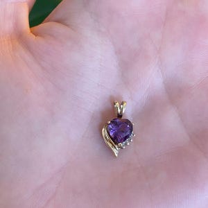 Charm coeur vintage améthyste diamant massif 10 carats