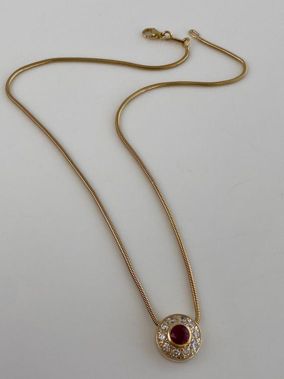 Vintage Solid 14k Yellow Gold Ruby Clear Cubic Zi… - image 6