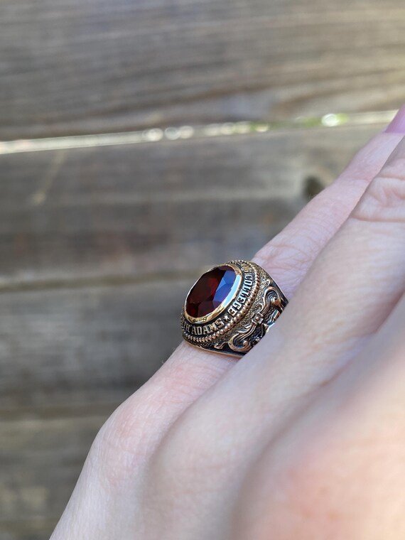 Vintage Solid 10k Yellow Gold Ruby Class Ring - S… - image 3