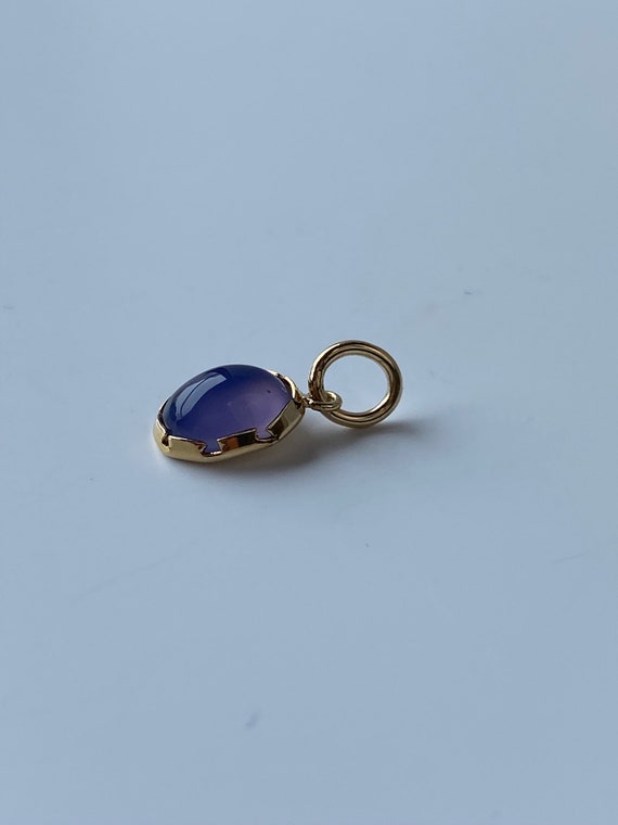 Vintage Solid 14k Yellow Gold Little Blue Cabocho… - image 5