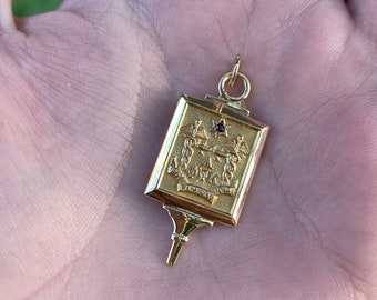 Vintage Solid 10k Yellow Gold Medical Fraternity Key Charm - Pendant for Necklace - Real Genuine Gold - Quality Fine Estate Jewelry