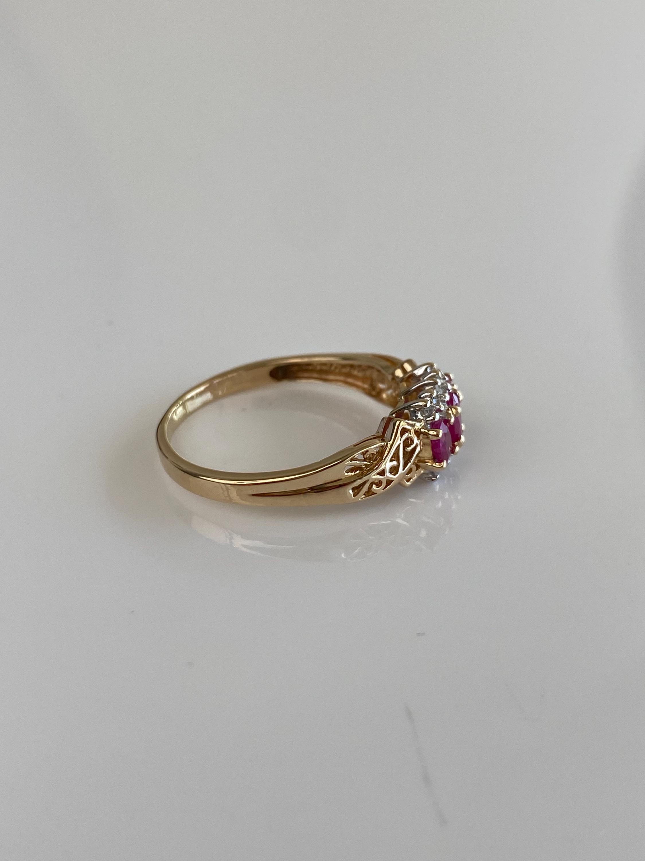 Vintage Solid 14k Yellow Gold Ruby Diamond Ring - Size 9.25 - Etsy