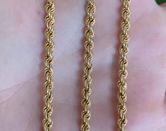 Vintage 14k Yellow Gold Chunky Rope Chain Necklace - 26.25 inches