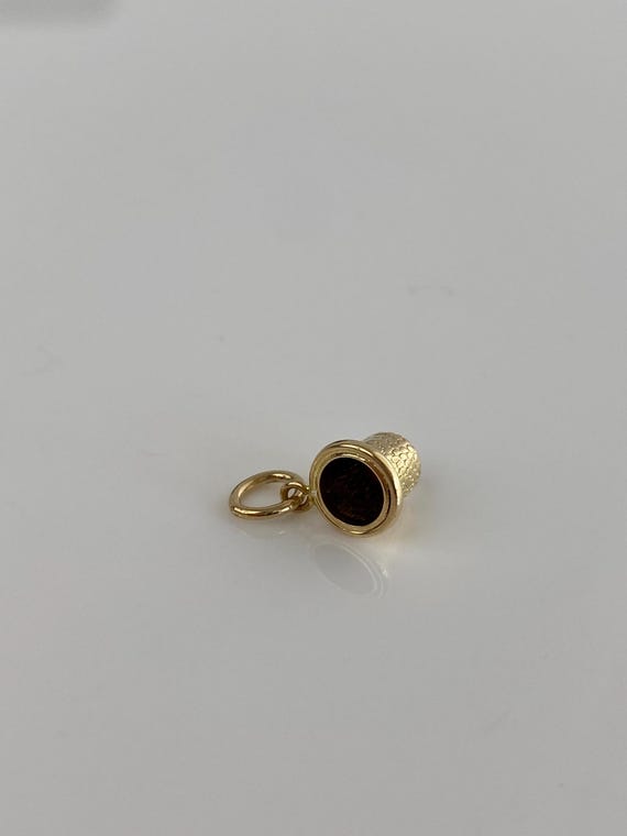 Vintage Solid 9k Yellow Gold Tiny Thimble Charm - image 5