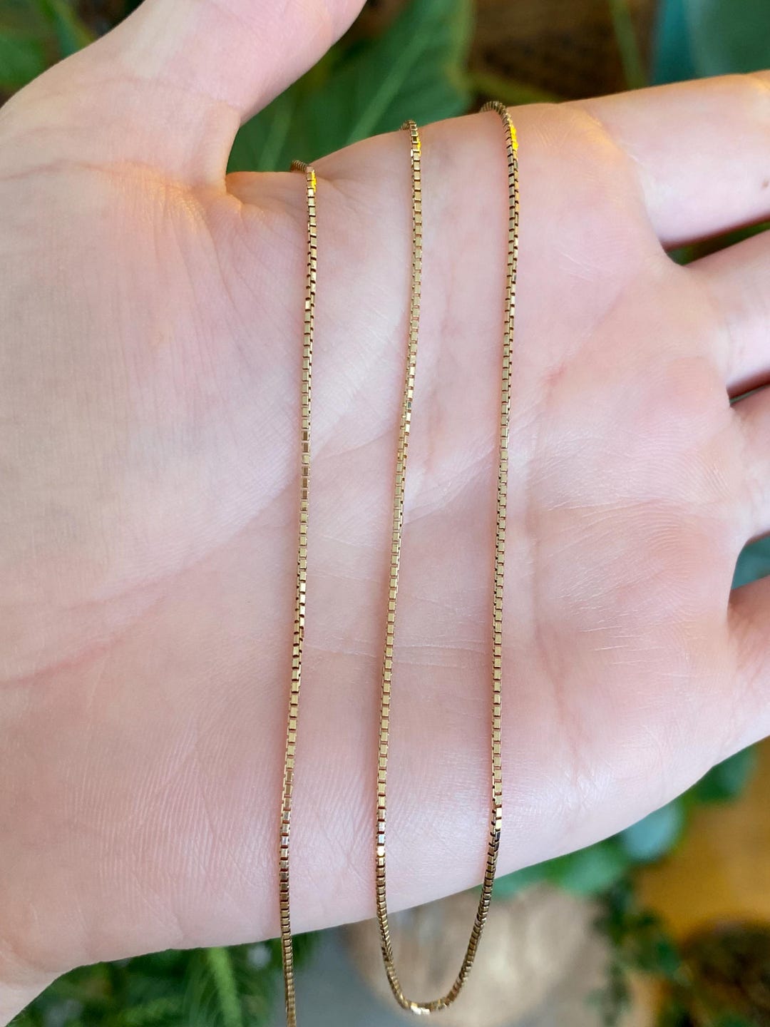 Vintage Solid 14k Yellow Gold Box Chain Necklace - 17.75 Inches - Etsy