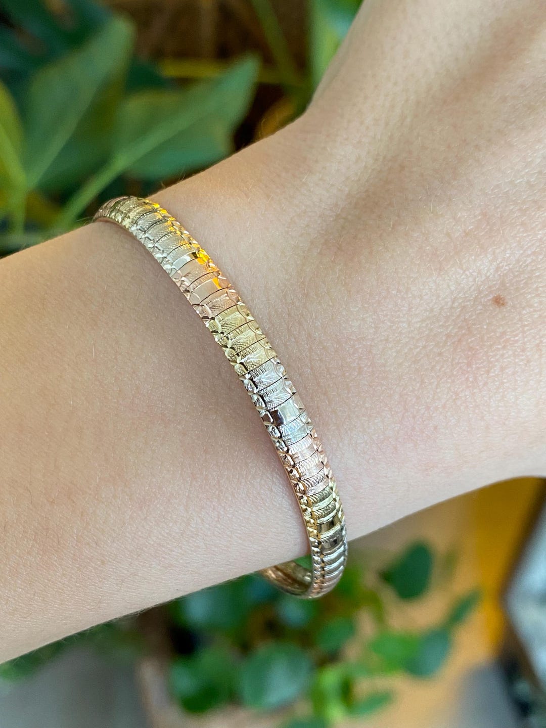 Omega Chain Pattern Vintage Solid 14k Tri Tone Gold Pattern Omega Chain Bracelet - 7 Inches ...