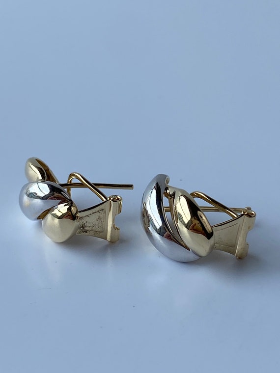 Vintage Solid 14k Yellow & White Gold Drop Earrin… - image 6