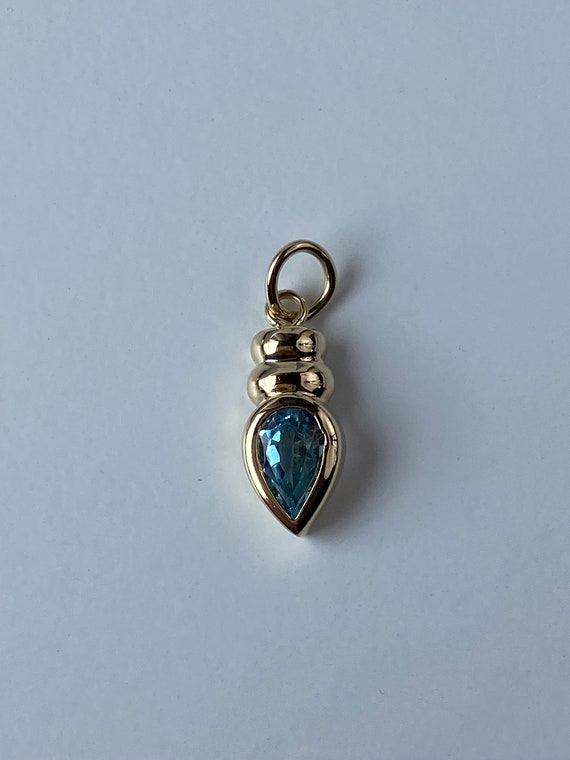 Vintage Solid 14k Yellow Gold Topaz Charm - Penda… - image 3