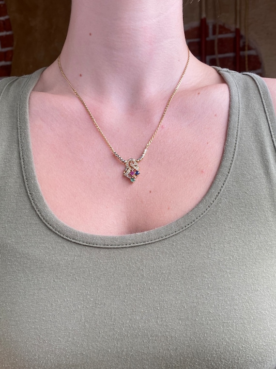 Solid 14k Yellow Gold Diamond Ruby Emerald Sapphi… - image 4