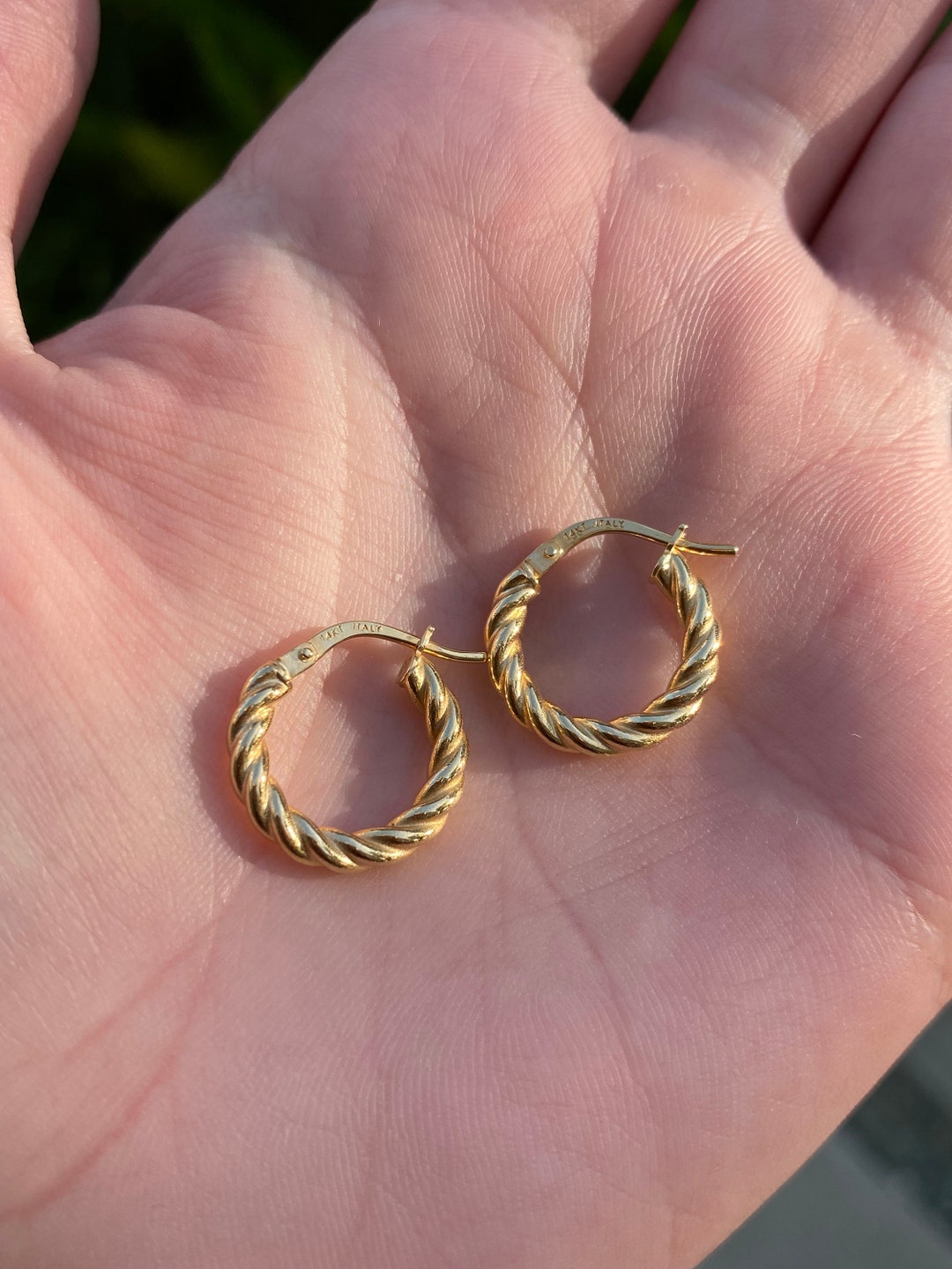 14k Yellow Gold Twisted Hoop Earrings Brand New Jewelry Real Genuine