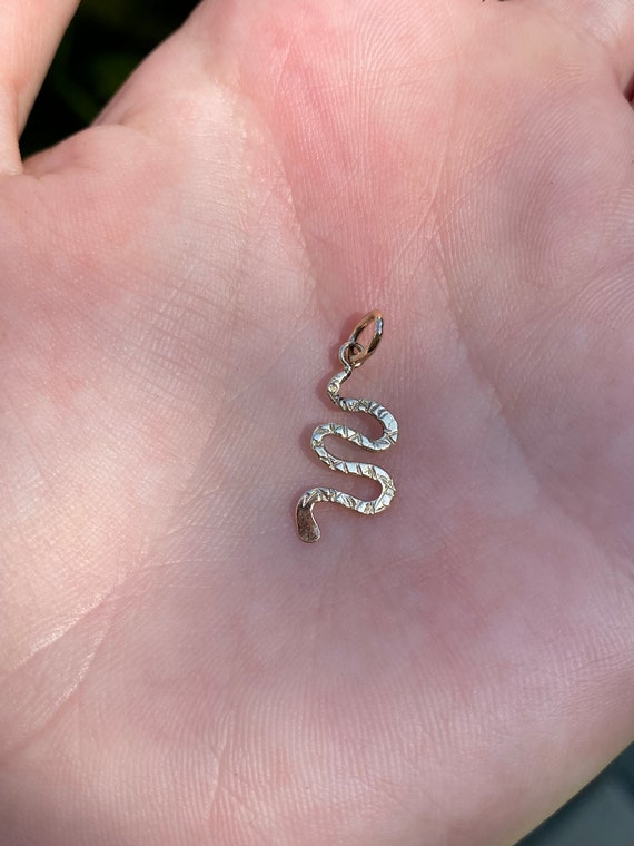 Solid 14k Yellow Gold Little Snake Charm