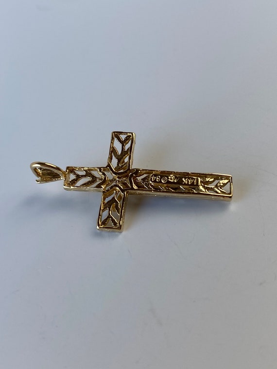 Solid 14k Yellow Gold Crucifix Cross Charm - Real… - image 6