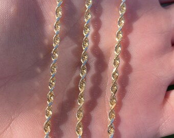 Vintage Solid 14k Yellow Gold Rope Chain Necklace - 20.25 inches - Fine Estate Jewelry - Real Genuine Gold