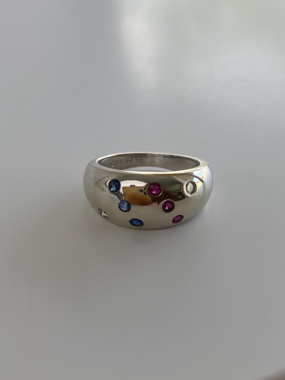 Vintage Solid 10k White Gold Diamond Ruby Sapphir… - image 5