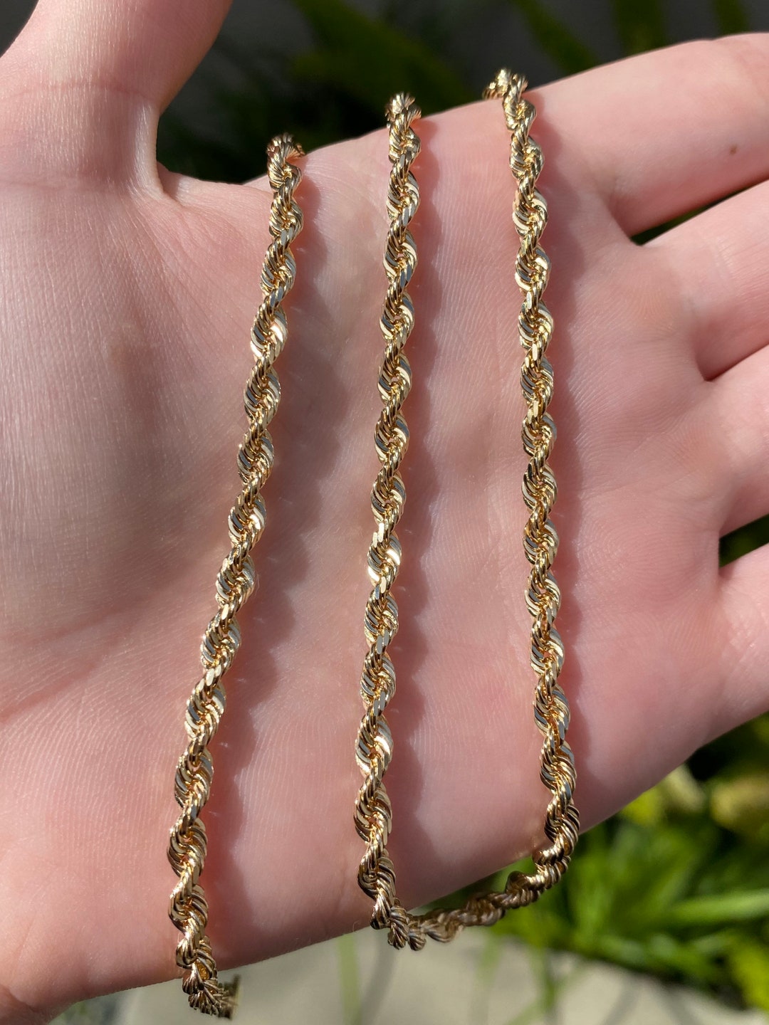Vintage 14k Yellow Gold Thick Diamond Cut Rope Chain Necklace 20 Inches Quality Fine Jewelry