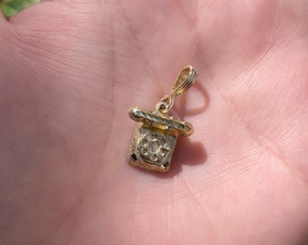 Vintage Solid 14k Yellow Gold Phone Charm - Pendant for Necklace - Real Genuine Gold - Quality Fine Estate Jewelry