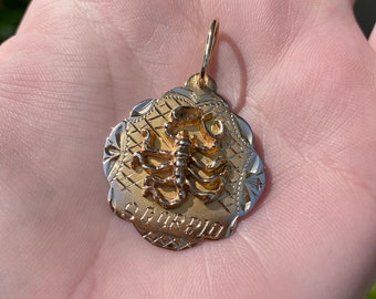 Vintage Solid 18k Yellow Gold Scorpio Charm - Pendant for Necklace - Real Genuine Gold - Quality Fine Estate Jewelry - Gift