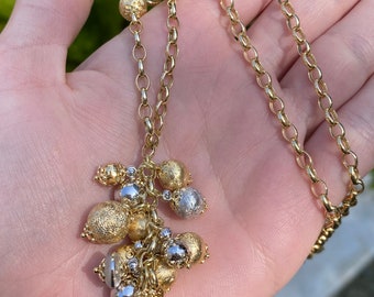 Vintage 18k Yellow & White Gold Diamond Cut Ball Chain Necklace - 16.75 inches - Quality Fine Estate Jewelry - Heavy Real Genuine Gold