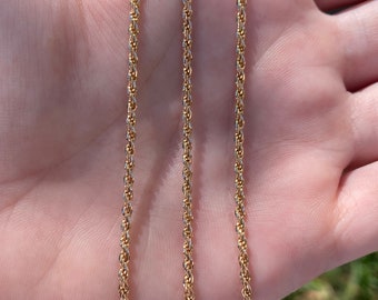 Vintage Solid 14k Yellow Gold Rope Chain Necklace - 24 inches - Quality Fine Estate Jewelry - Real Genuine Gold - Classic