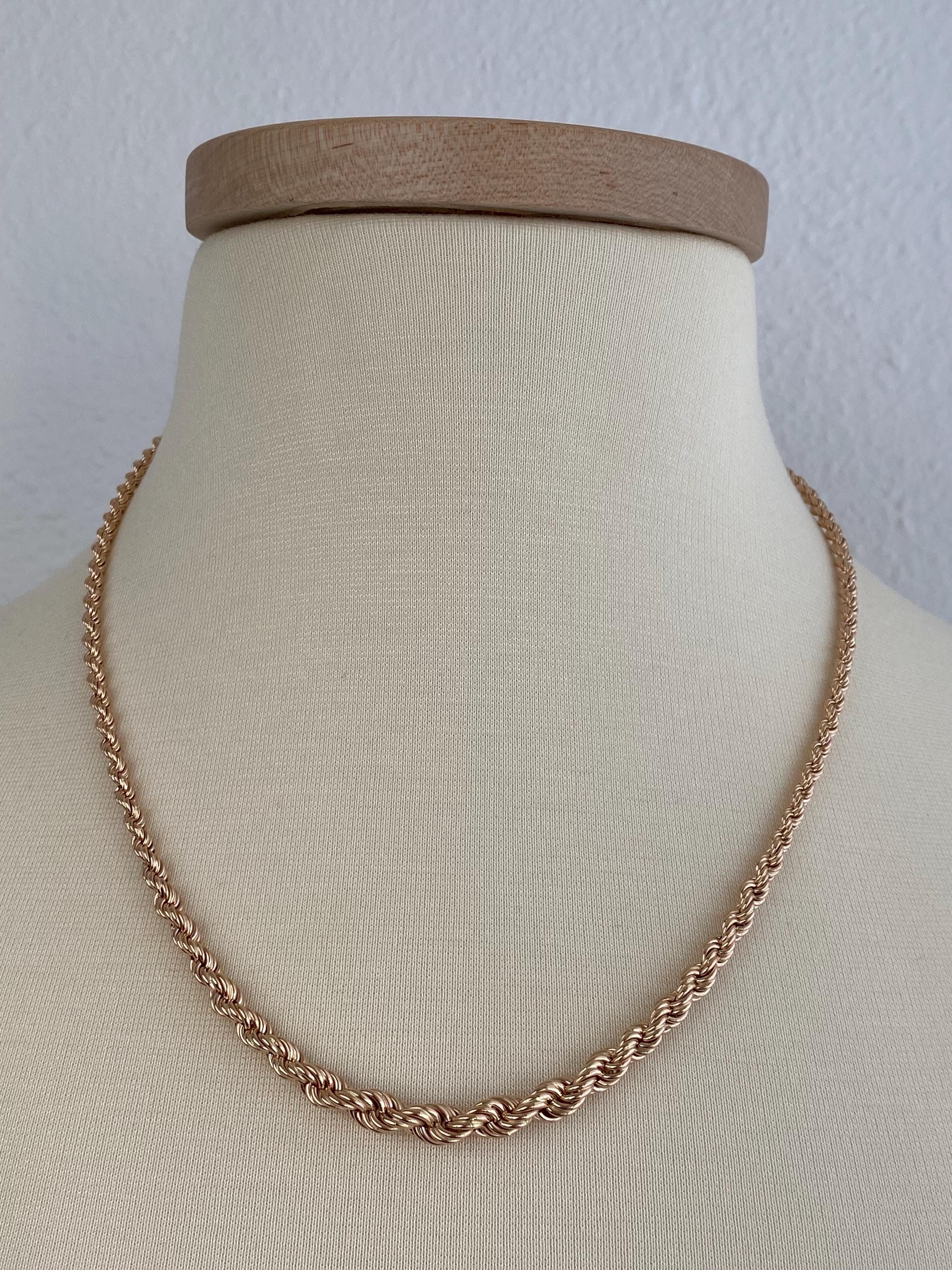 Graduated Rope Chain Vintage Solid 14k Rose Gold Graduated Rope Chain Necklace - 20.25 ...