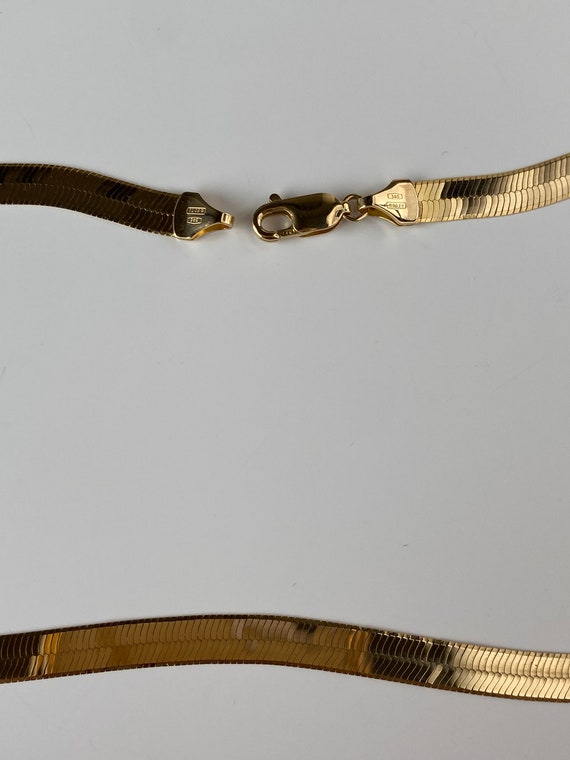 Vintage Solid 14k Yellow Gold Herringbone Chain N… - image 8