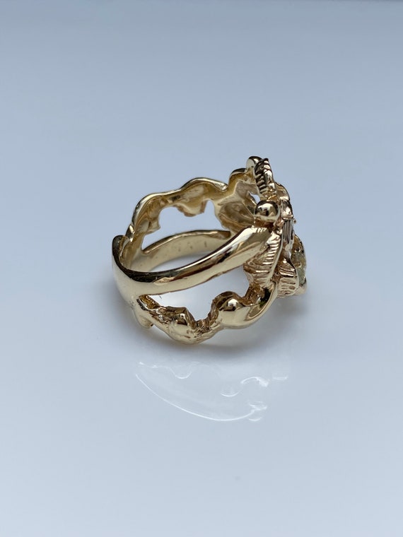 Vintage Solid 14k Yellow Gold Freeform Ring - Siz… - image 7