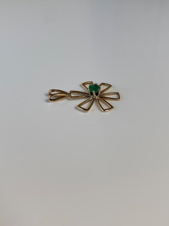 Vintage Solid 10k Yellow Gold Emerald Charm - Rea… - image 4
