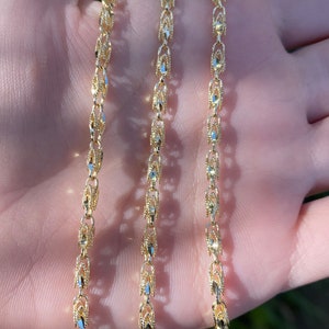 Vintage Solid 14k Yellow Gold Diamond Cut Necklace - 23.5 inches -  Fine Estate Jewelry - Real Genuine Gold