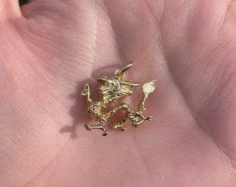 Vintage Solid 18k Yellow Gold Dragon Charm - Pendant for Necklace - Real Genuine Gold - Quality Fine Estate Jewelry